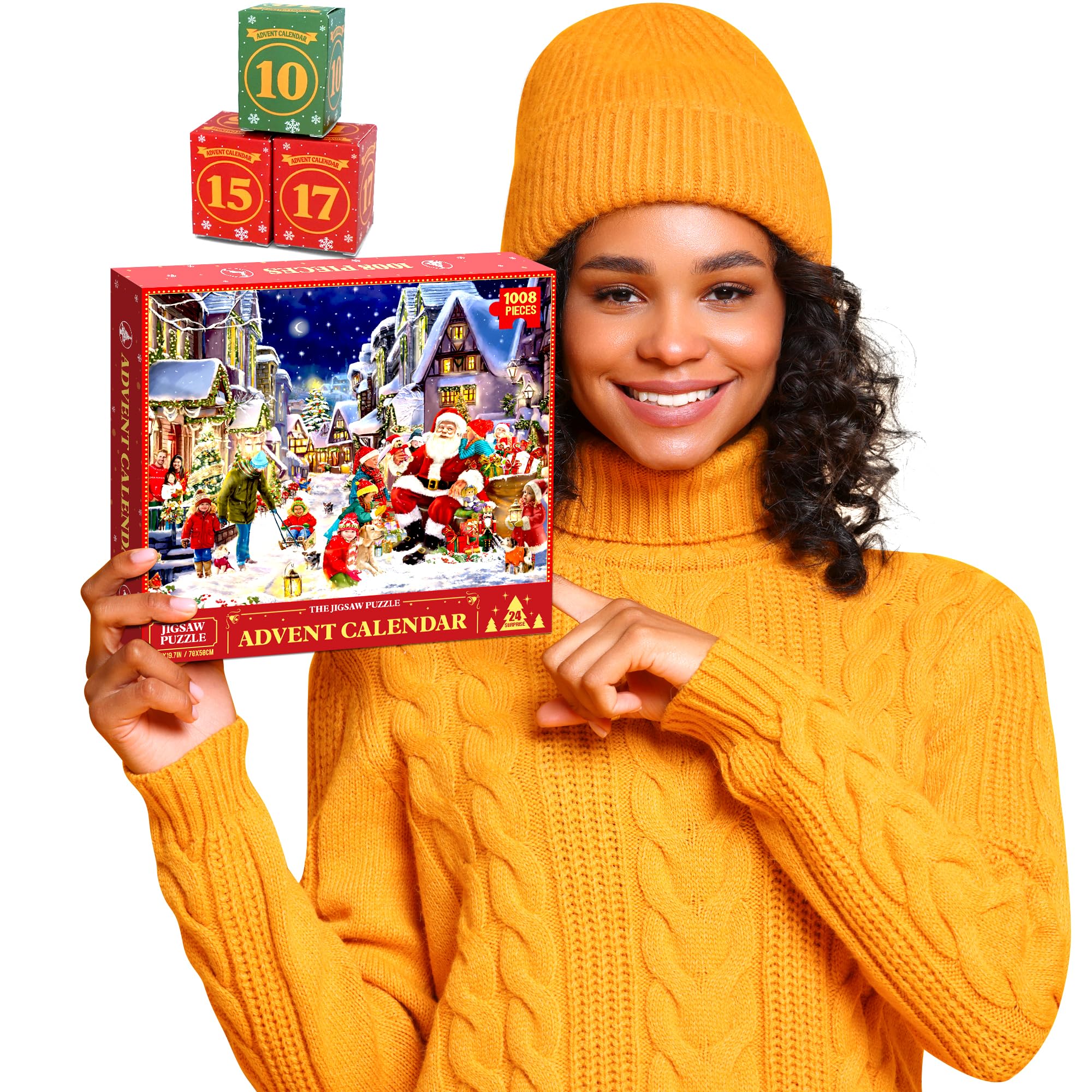ZIZZ Puzzles Advent Calendar 2025 - Christmas Advent Calendar Puzzle 1008 Piece for Adult Christmas Gifts, Christmas Countdown Calendar 2024 Jigsaw Puzzle Toy for Christmas Home Decoration