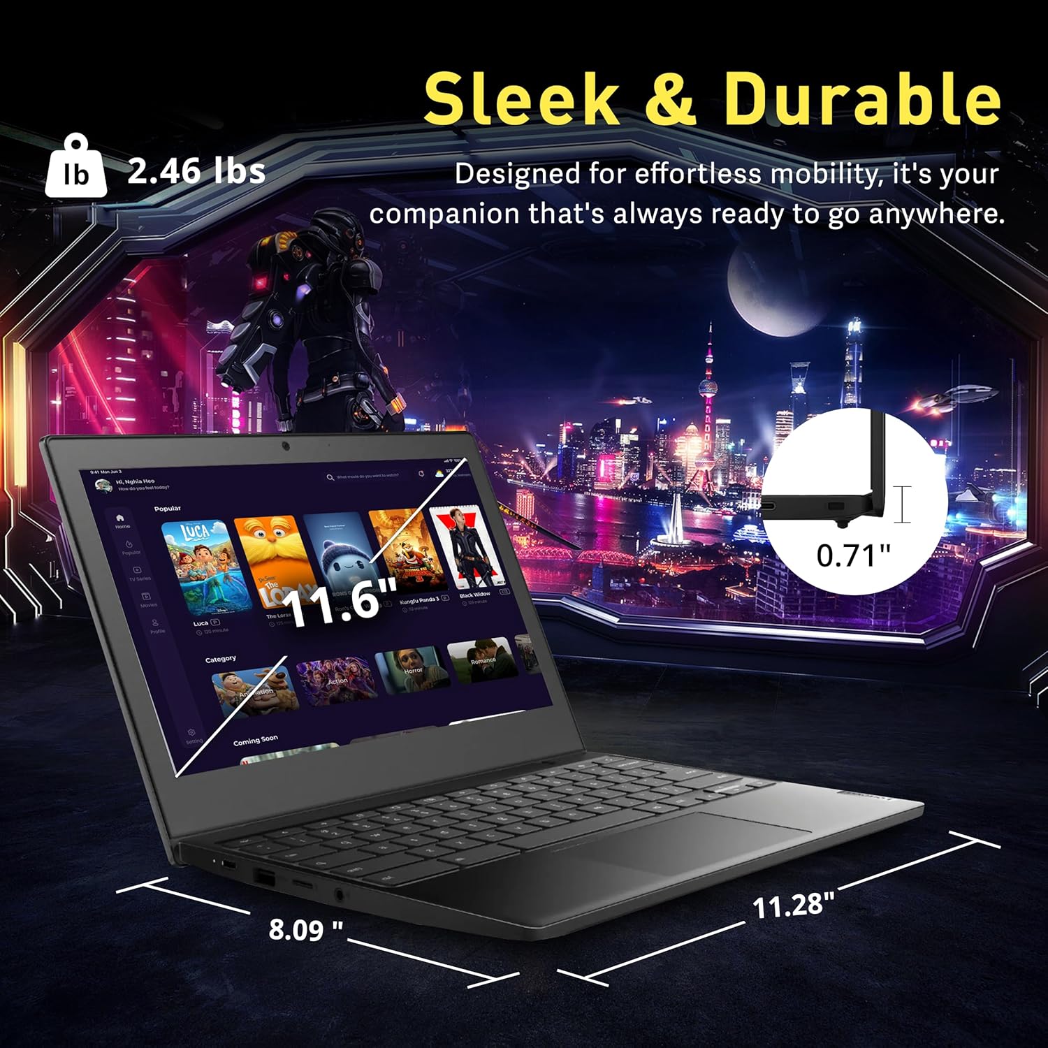 Lenovo Chromebook 3 11.6" HD Laptop, AMD A6-9220C, 4GB RAM, 32GB eMMC Flash Memory, AMD Radeon Graphics, HD Webcam, WiFi, Bluetooth, Chrome OS, Onyx Black (Renewed)