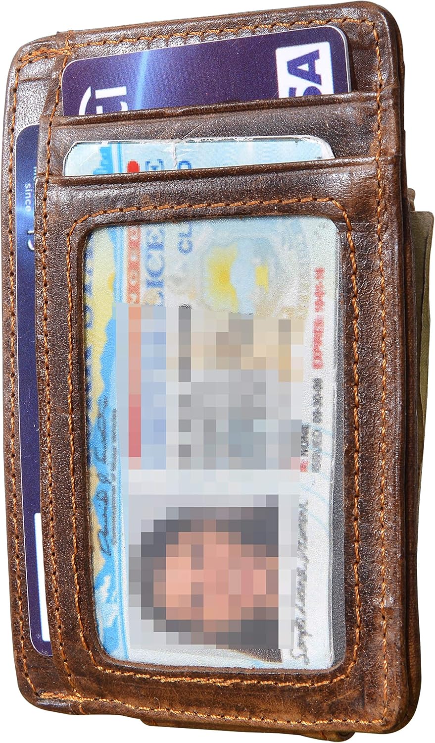 Money Clip RFID Front Pocket Wallet Men Leather Slim Minimalist Wallet - Image 7