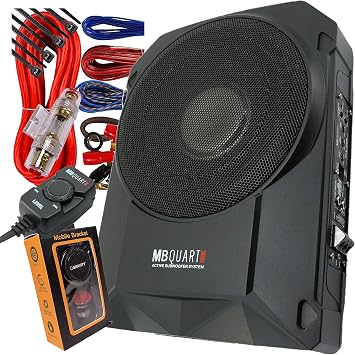 MB Quart RW-110A 800W سلسلة مرجعية 10 "4-Ohm Power Subwoofer Amplifier with 8 Guage Kit Red and Gravity Magnet Phone Holder Bundle   