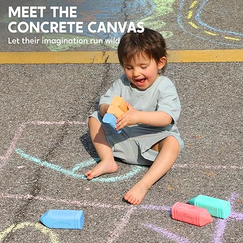 Miniatura 6 de JOYIN 12 tizas jumbo para acera con 6 colores, tiza lavable para niños, suministros escolares no tóxicos, juegos al aire libre, accesorios para el