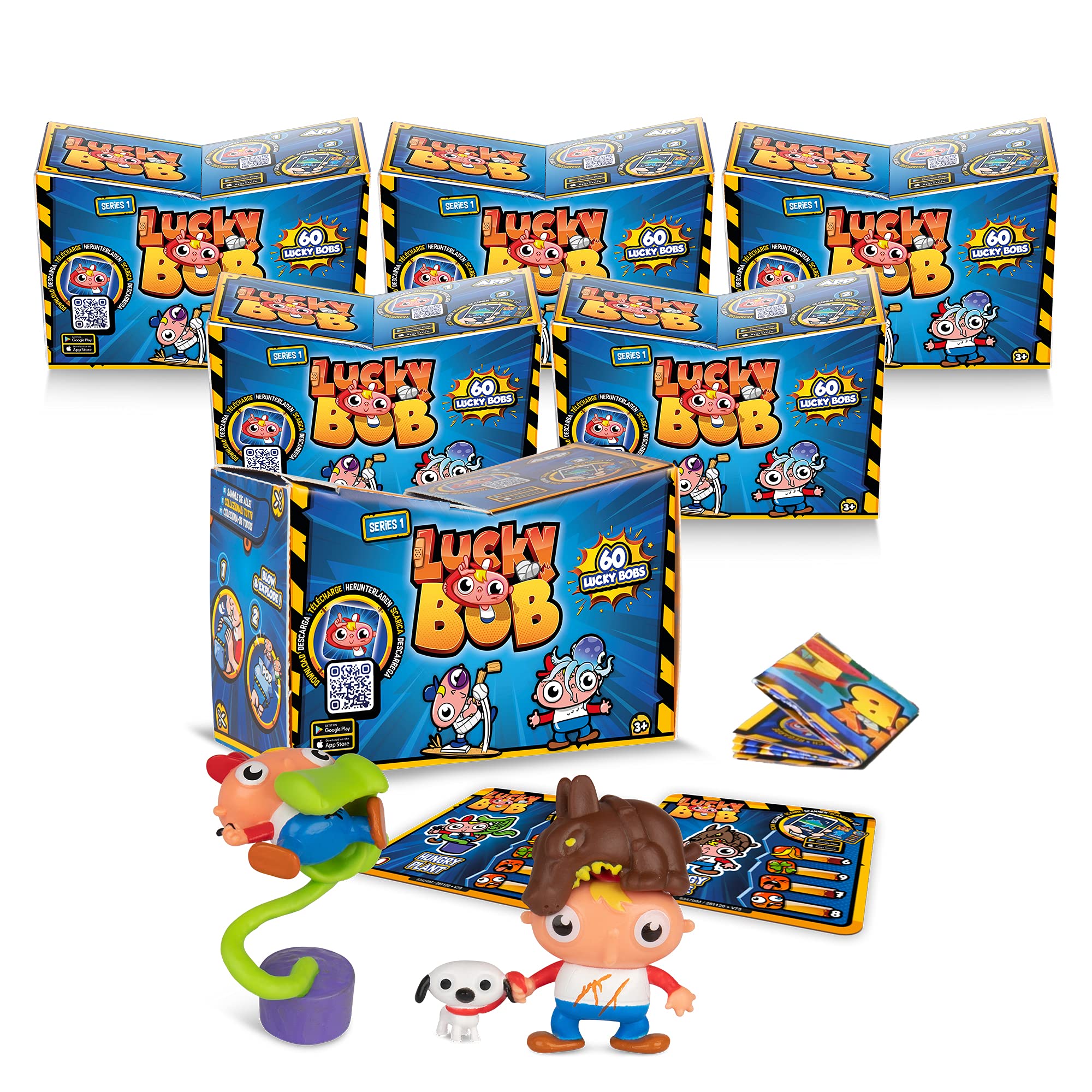LUCKY BOB | 6 Twin Packs of 2 Figures | Total: 12 Collectable and fun Lucky Bob Figures with 12 Accessories | Toy for Children +3 Years