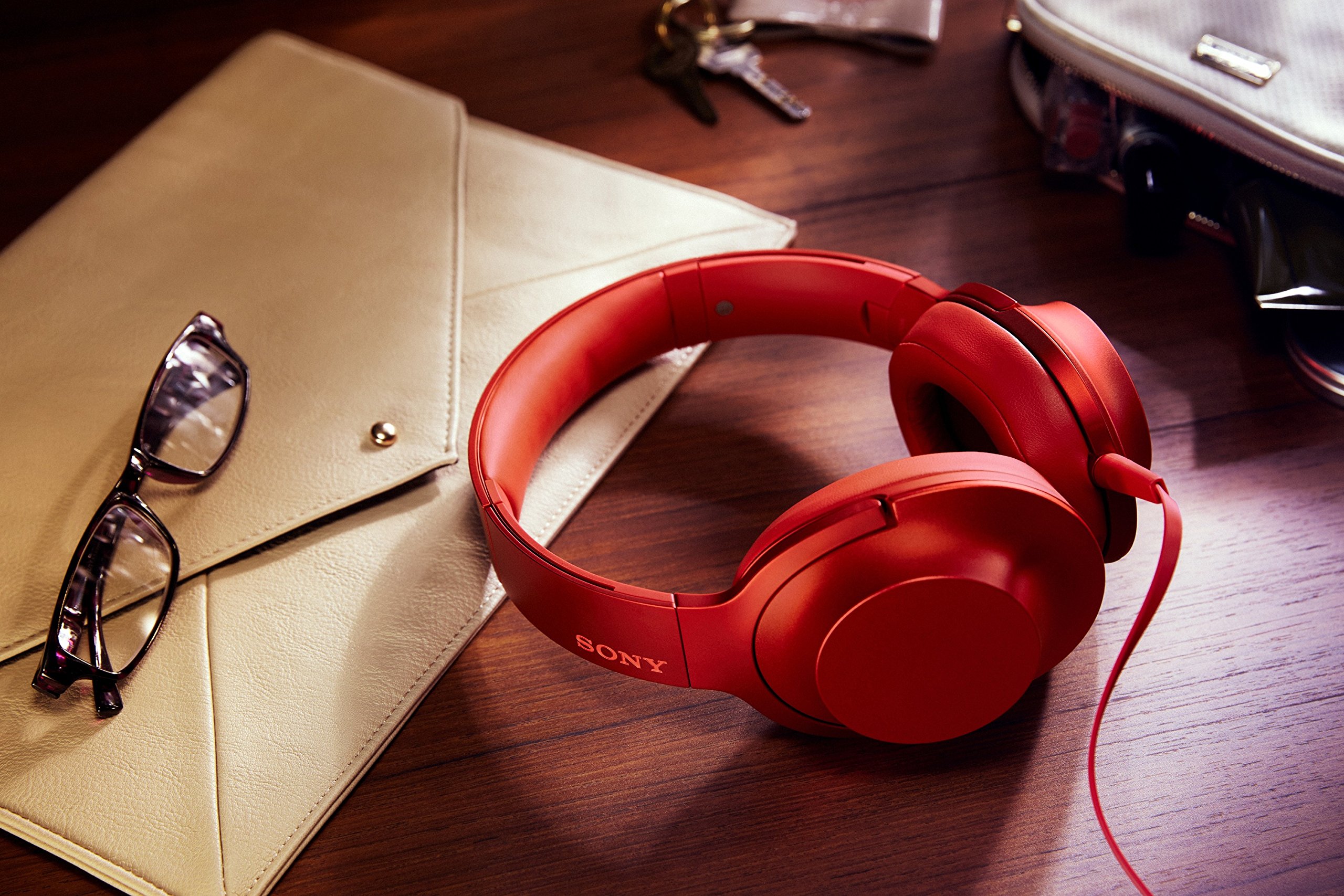Sony h.ear on High-Resolution Wired Audio Headset, Red, MDR-100AAP