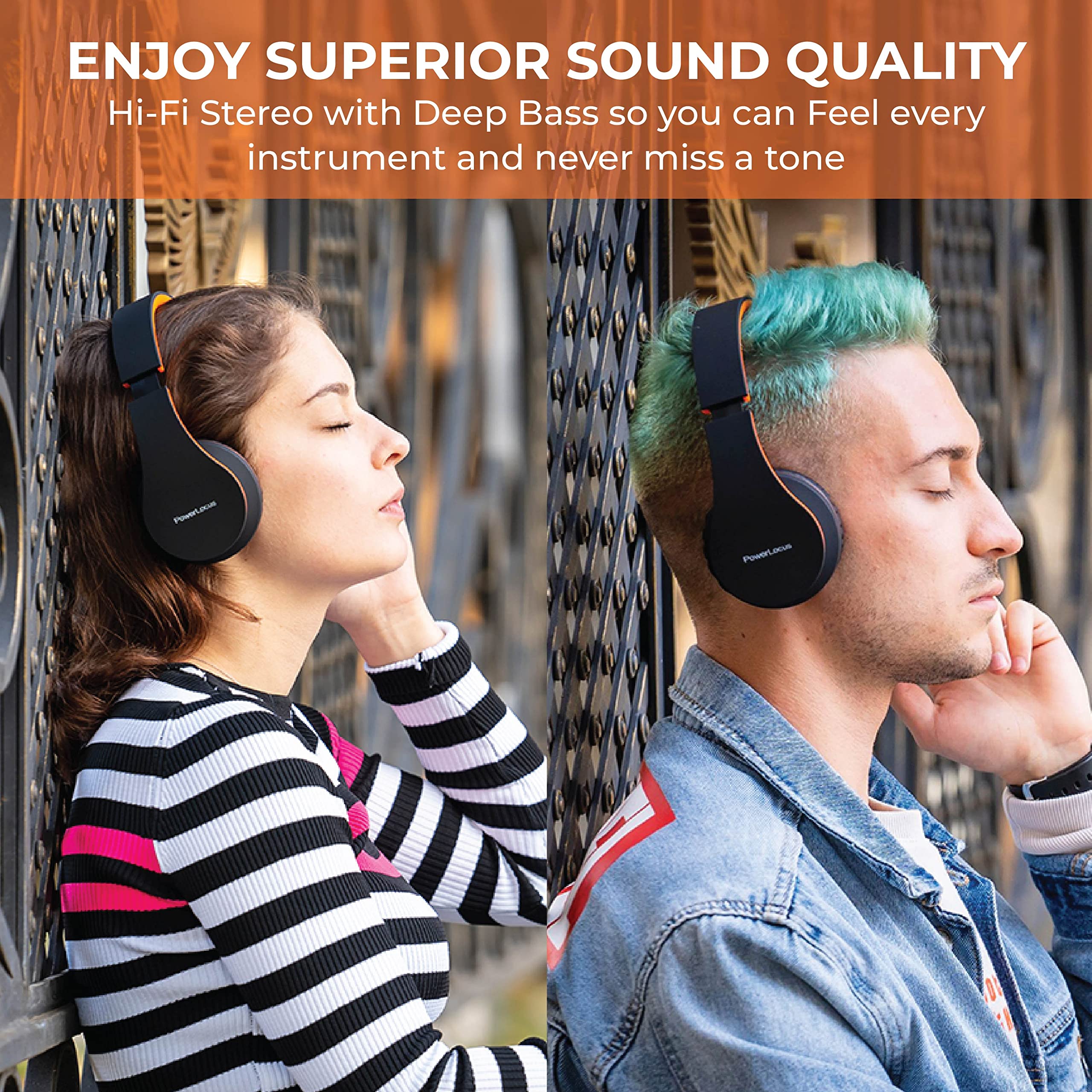 PowerLocus Bluetooth over-ear headphones, foldable
