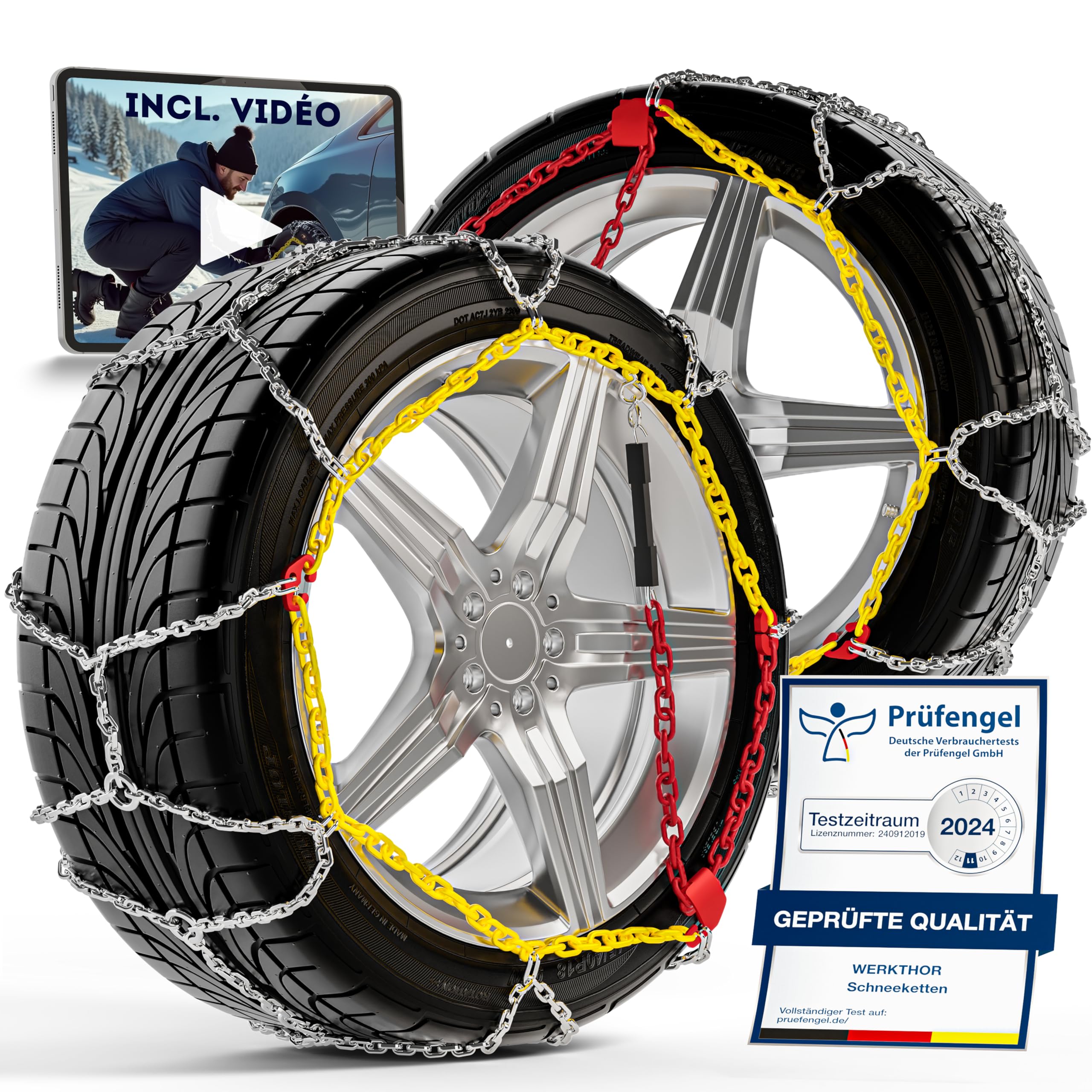 Chaînes à Neige Homologuées (lot De 2) - Montage Facile, Tailles Pneus 13" à 17" - Certifiées Önorm V 5117, Sac De Rangement