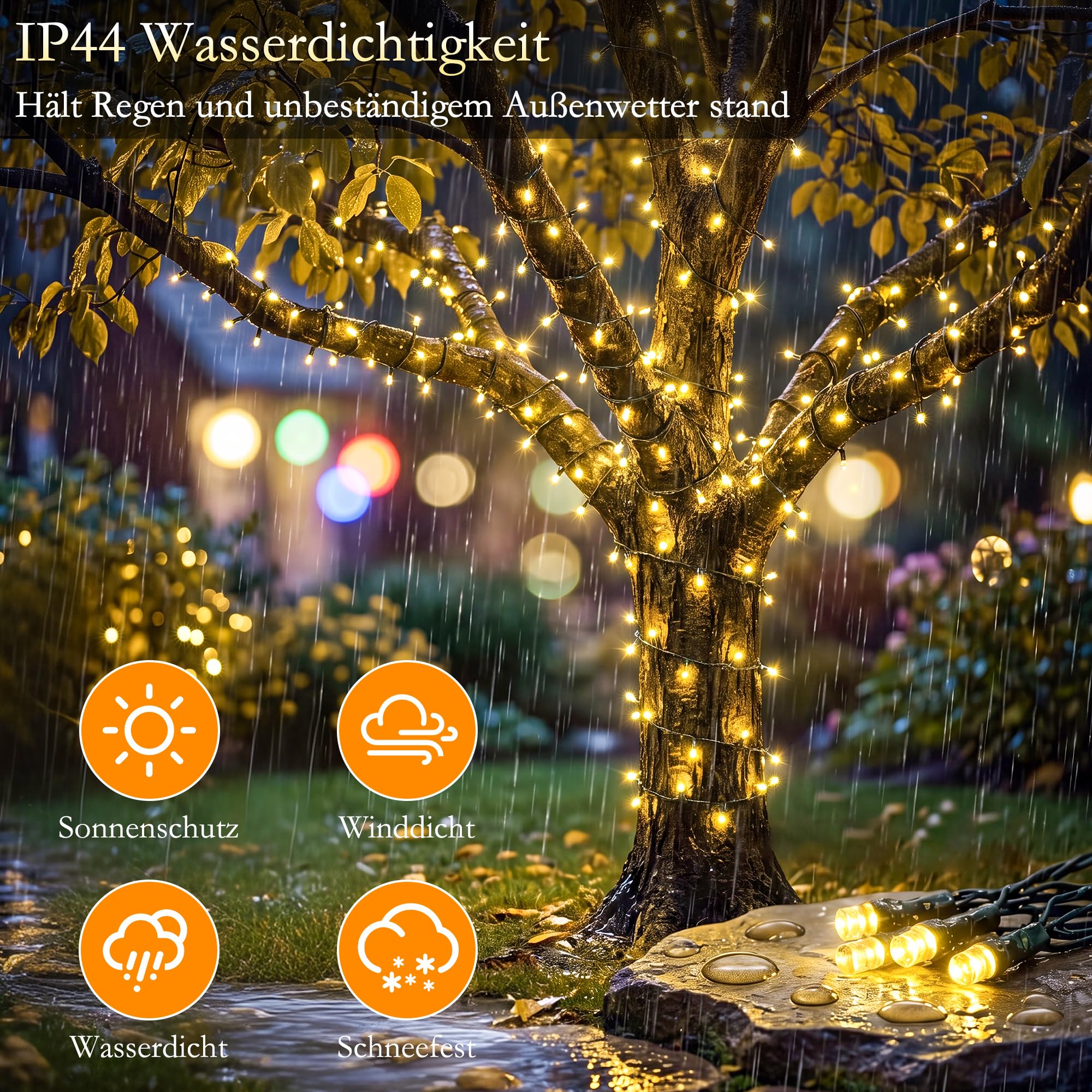 Lichterkette Außen 800 LED - 80M Llichterkette Aussen Wetterfest 8 Modi IP44 Wasserdicht Timer Dimmbar Lichterkette Außen Outdoor für Weihnachtsbaum Garten Terrasse Baum Hof Party