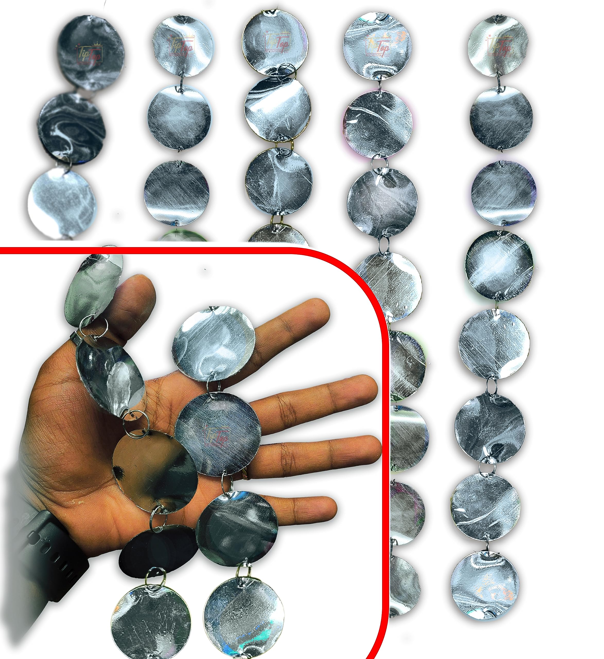 TIPTOP DECORATION Premium Shiny Round Sequins Hanging Ladi Line 5 feet Garland Streamer (Pack of 12 Lines, Silver Whisper, 5 FEET Sequin) (B0CDGGDJLQ) Amazon Price History, Amazon Price Tracker