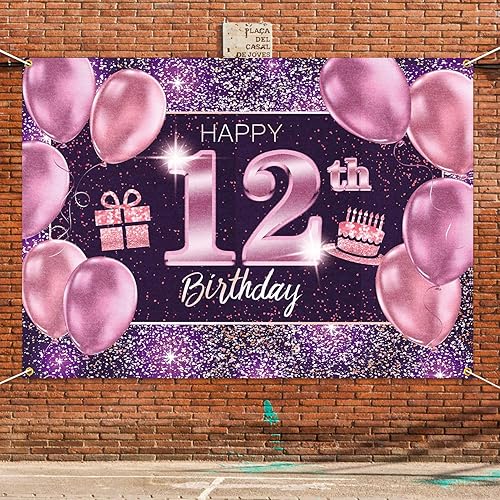 Miniatura 6 de pancarta grande rosa con texto en inglés Happy Birthday