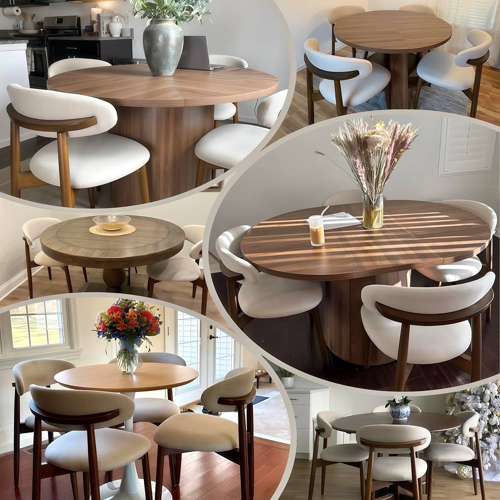 COLAMY Wooden Dining Chairs Set of 2, Modern Fabric