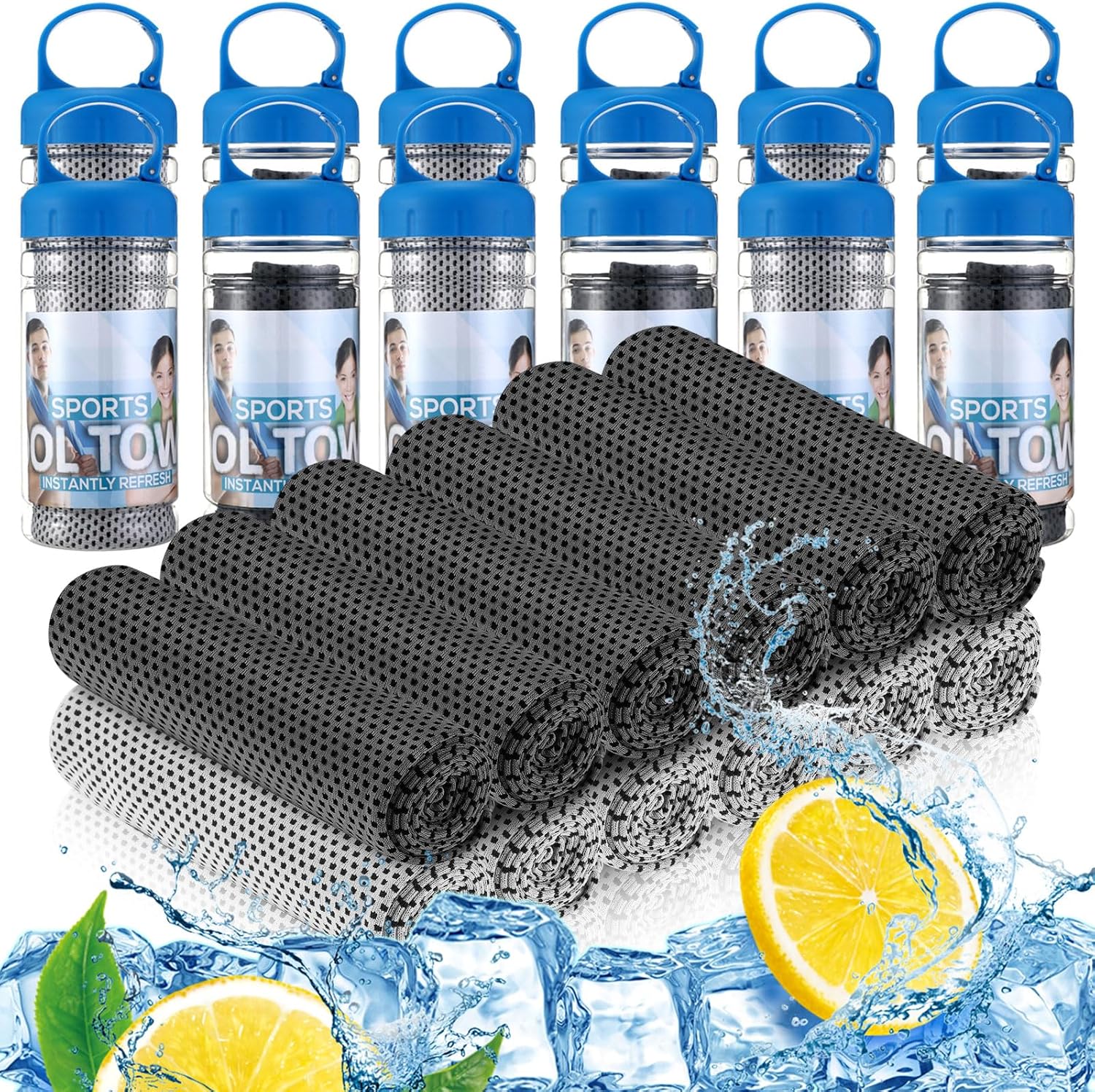 12 Pack 32 x 12 in Cooling Towels Bulk for Neck and Face Microfiber Ice Towel Sweat Towels Breathable Soft Chilly Towel Portable Cool Neck Rags for Yoga Sport Gym Workout Fitness