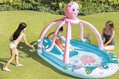 Miniatura 6 de INTEX Friendly Octopus - Piscina inflable para niños con rociador de agua y tobogán - Almohadilla para salpicaduras - 92 x 72 x 59 pulgadas - Edades
