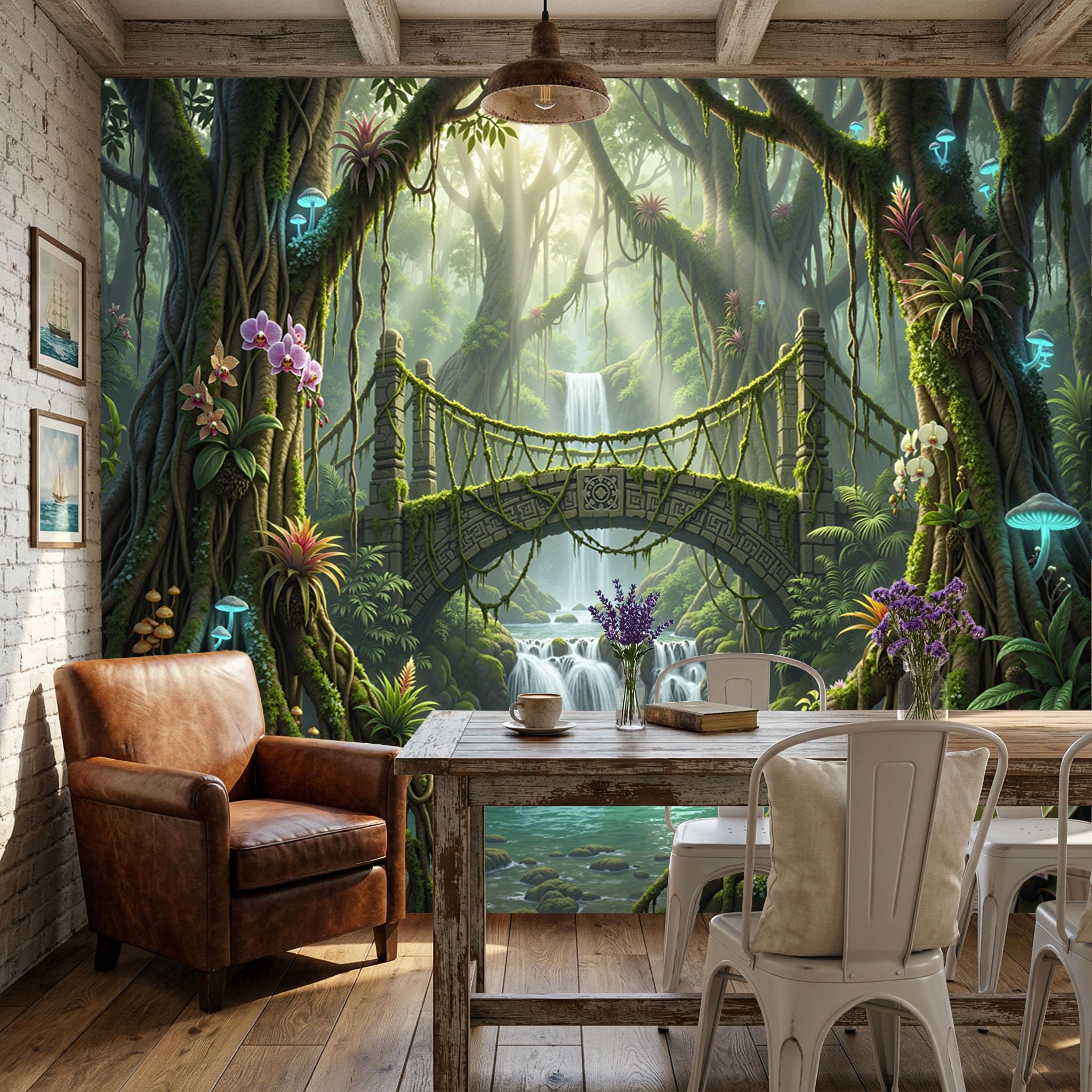Papier peint intissé Forêt de brume 300x210cm tapisserie murale