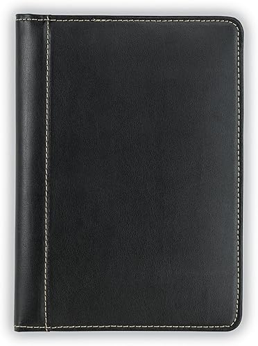 Vista 5 de Samsill (71730) Portafolios de cuero con costuras de contraste, tamaño pequeño, cuaderno para escribir de 5 x 8 pulgadas, negro, Negro