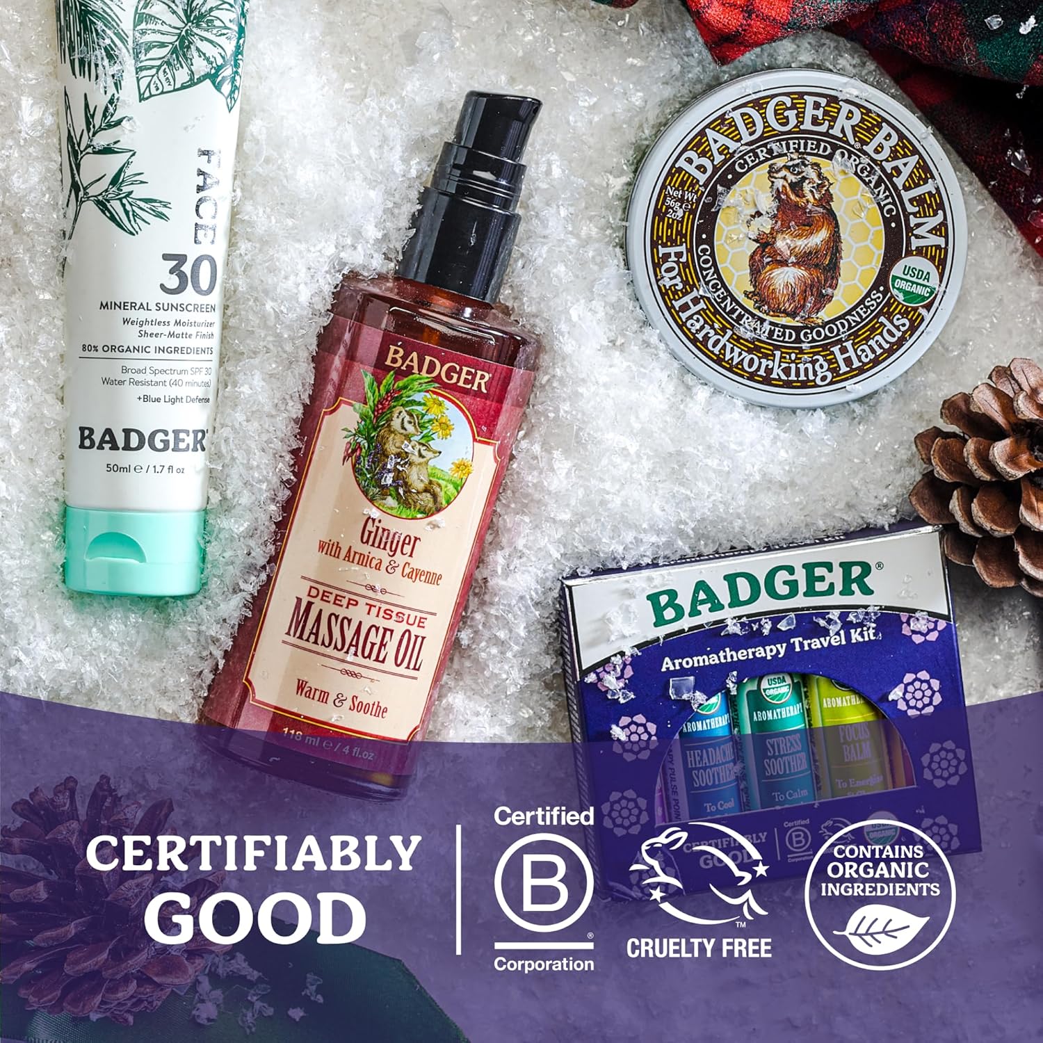 Badger Aromatherapy Travel Set, Organic Essential Oil Balm Variety Pack, Aromatherapy Gift Set, 1 Cheerful Mind, 1 Stress Soother, 1 Focus Balm, 1 Headache Soother, 1 Yoga & Meditation Balm, 5-Pack
