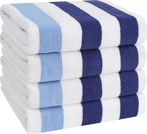 Miniatura 10 de American Soft Linen Cabana - Toallas de playa a rayas, 30 x 60 pulgadas, 4 piezas, toallas de piscina de gran tamaño, secado rápido, sin arena, Menta