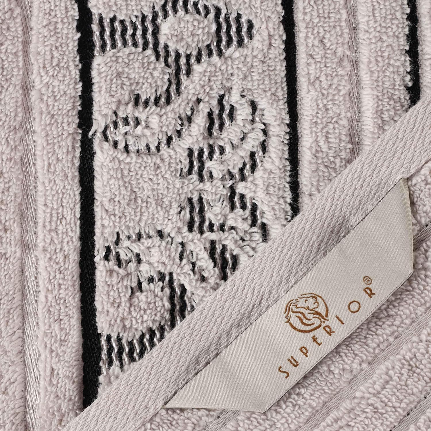 Superior Cotton 3 Piece Towel Set, Includes 1 Bath, 1 Hand, 1 Washcloth/Face Towel, Quick Dry, Home Essentials, Shower, Spa, Luxury Plush Soft Absorbent Towels, Zero Twist, Jacquard Floral, Platinum - Image 10