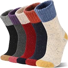 Sandsuced 5 Pack Merino Wool Boot Hiking Socks for Women Warm Winter Thick Thermal Cozy Work Soft Ladies Socks
