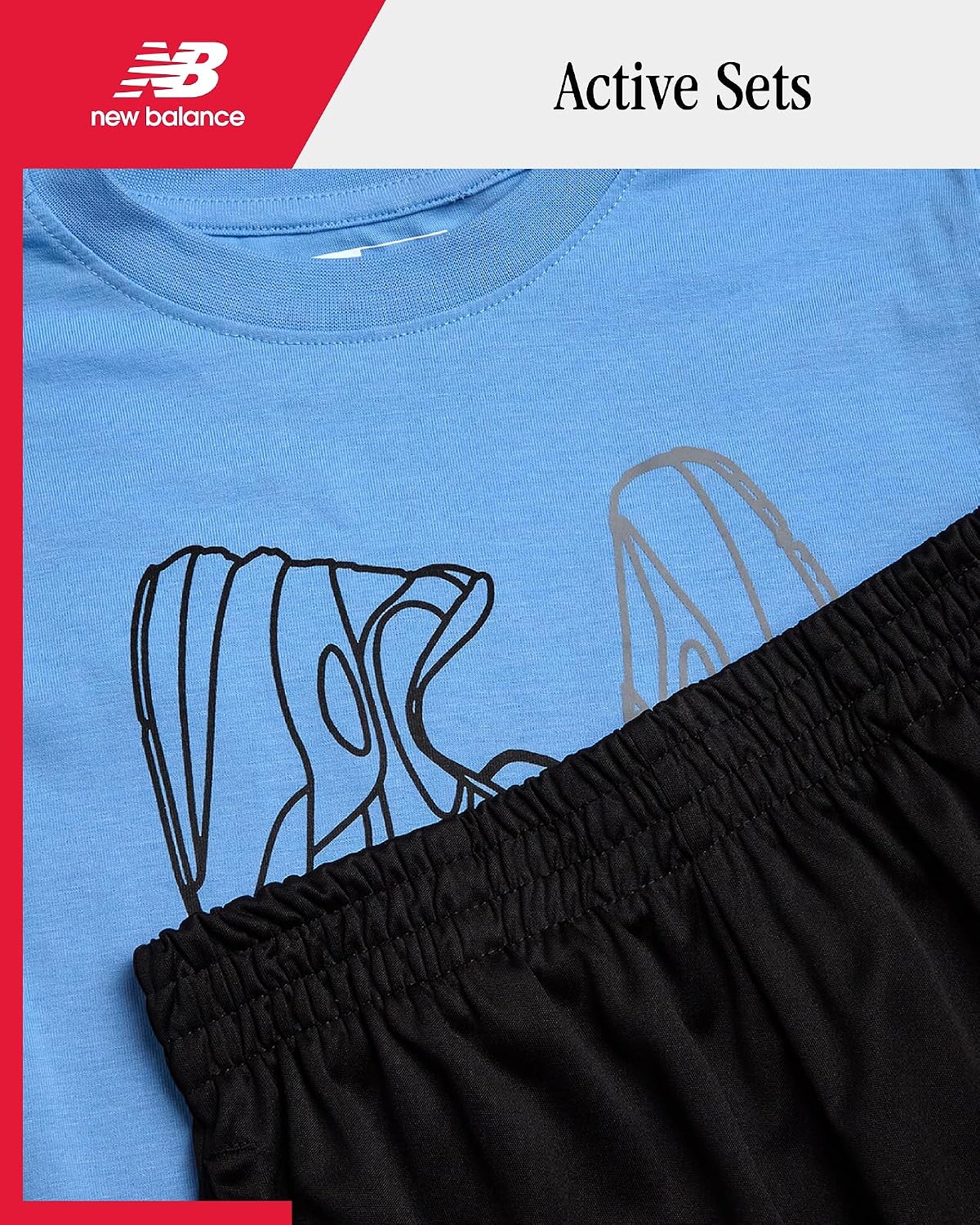New Balance Boys Athletic Shorts Set - 2 Piece Cotton Blend Jersey Shirt and Active Basketball Shorts for Boys