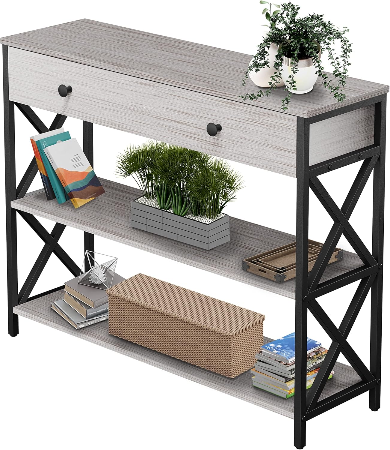 MUBSON Credenza Recibidor para Sala o Recámara con Cajon y Doble Repisa