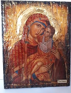 Virgin Mary Giatrissa with Jesus Christ icon- Greek Orthodox Byzantine Handmade Icons