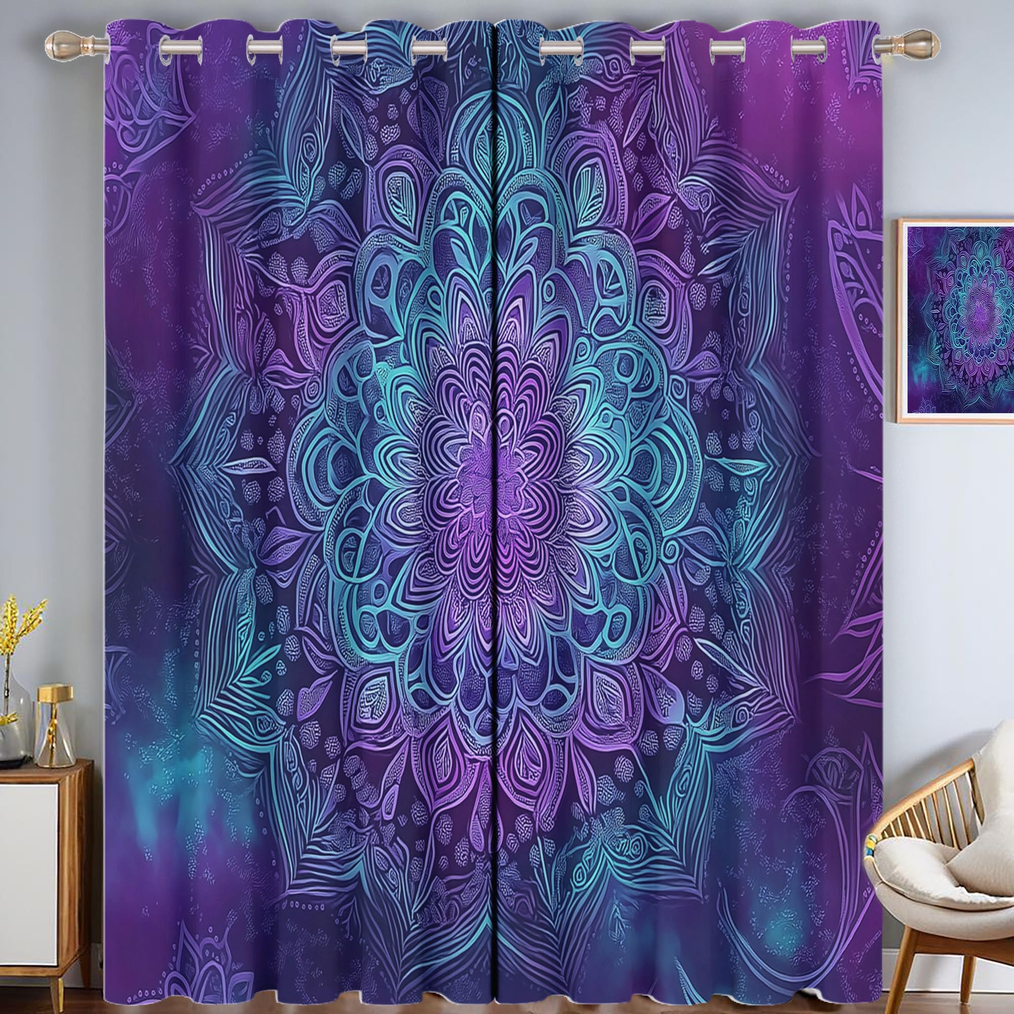 Rideaux occultants 140x200 isolation thermique réduction bruit rideau salon fleurs