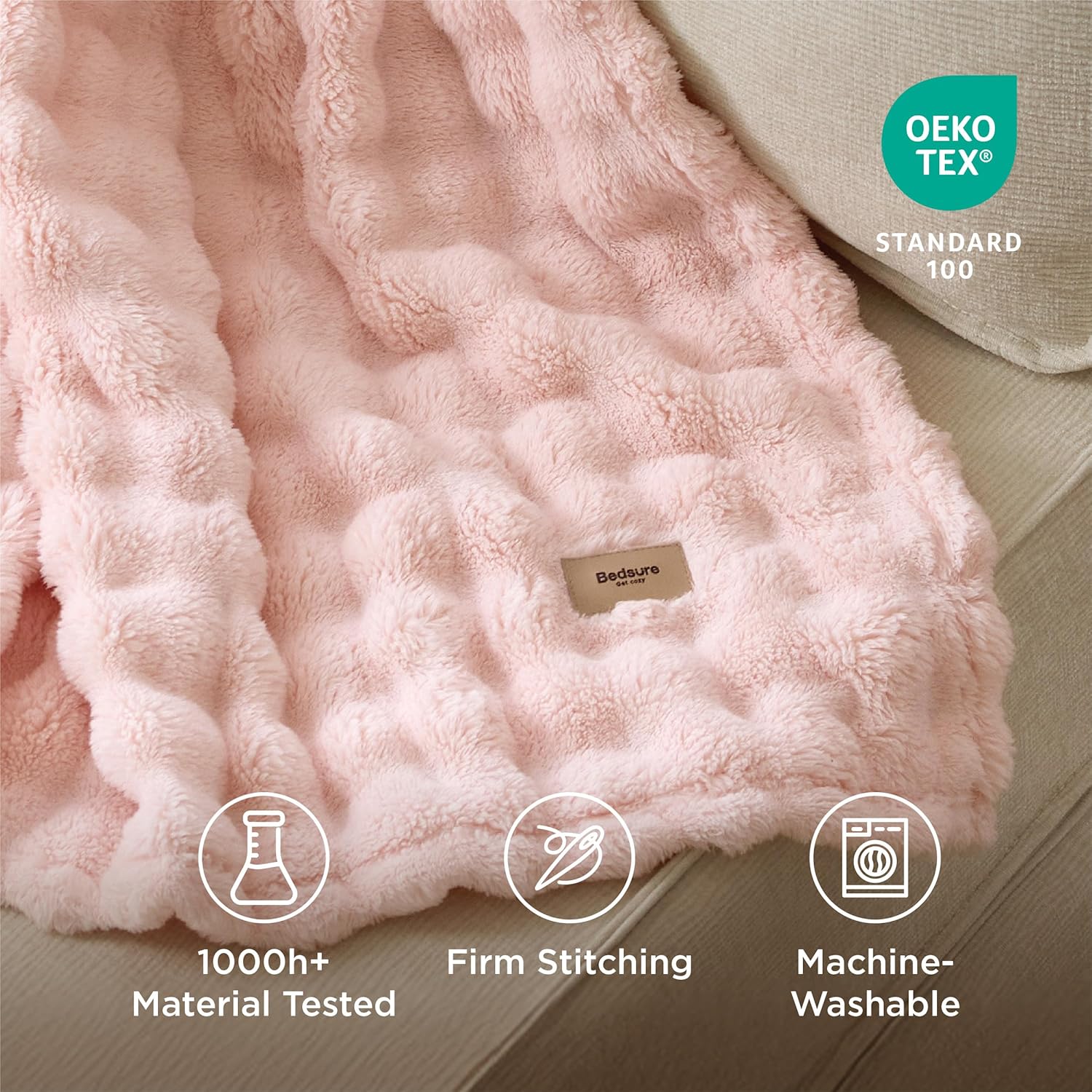 Bedsure 3D Bubble Blanket for Couch - GentleSoft Pink Twin Blanket for Sofa Bed Room Decor - Luxury Warm Cozy Gifts for Grilfriend, All Seasons, Crystal Pink, 60"×80"