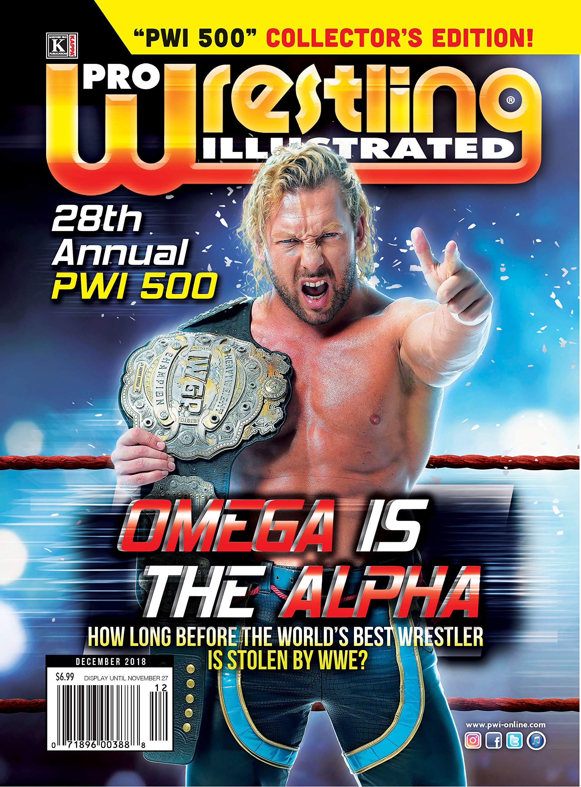 Pro Wrestling Illustrated Magazine-December 2018: 28th Annual PWI 500-Collector's Edition; Kenny Omega, AJ Styles, Kaz Okada, Seth Rollins, Roman ... many more Superstars! +PWI Official Ratings
