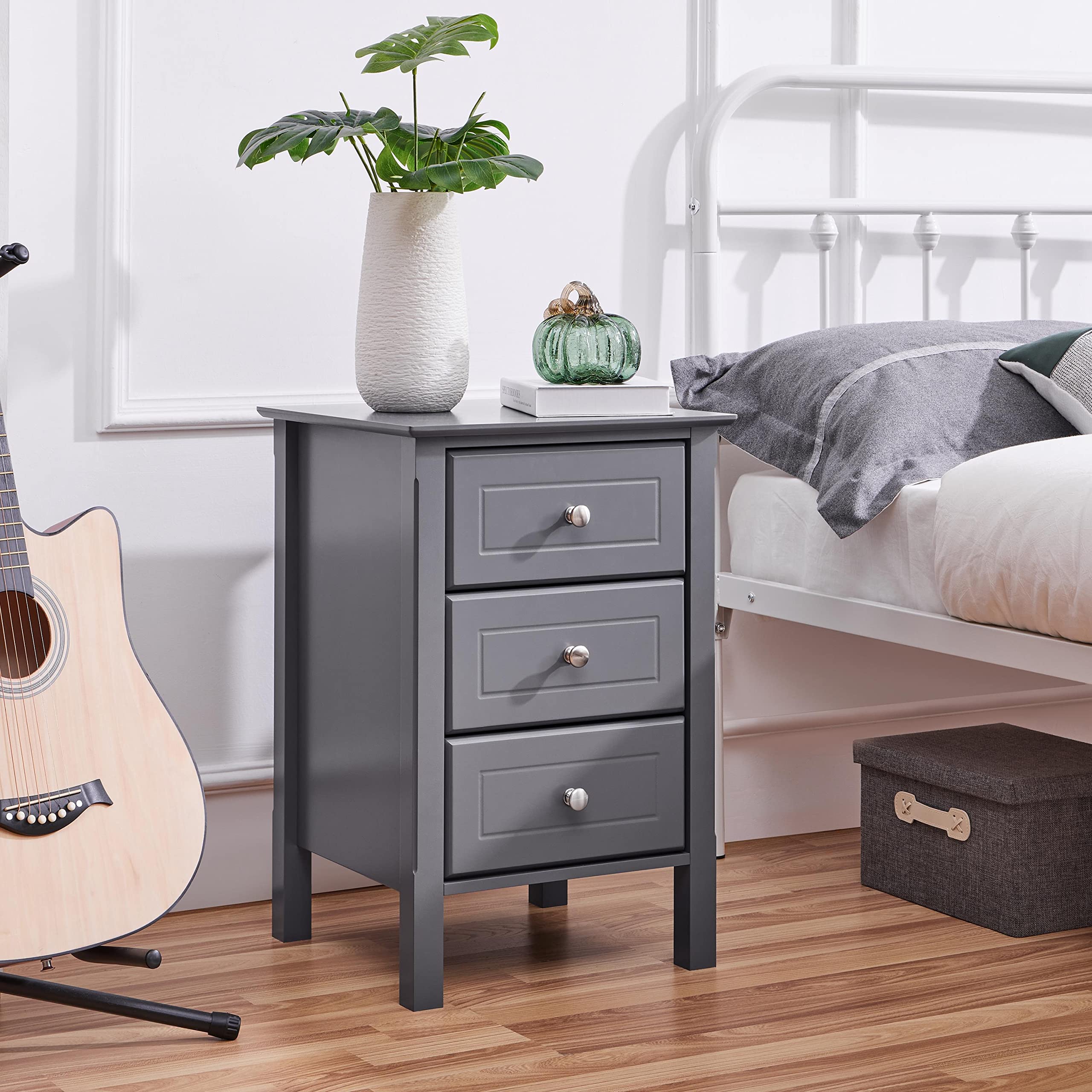 Yaheetech Lot de 2 Tables de Chevet Table de Nuit 40x40x60 cm Gris Foncé