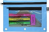 Vista 8 de Enday Estuche negro para carpeta de 3 anillas, con cremallera, estuche para lápices de 3 anillos para carpeta, estuche para lápices para carpeta