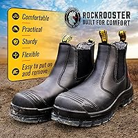 Vista 2 de ROCKROOSTER Botas de trabajo para hombre, punta de acero de 6 pulgadas, zapatos de cuero aceitado sin cordones, disipativa estática, transpirable