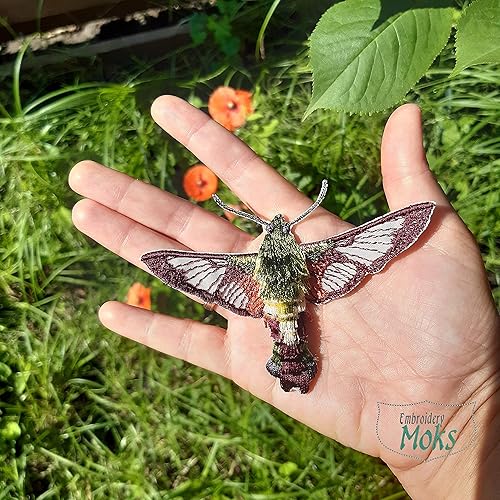 Miniatura 5 de Moks364 (p) parche de bordado de polilla de colibrí, insecto insecto arte de pared dekor, coser en parche