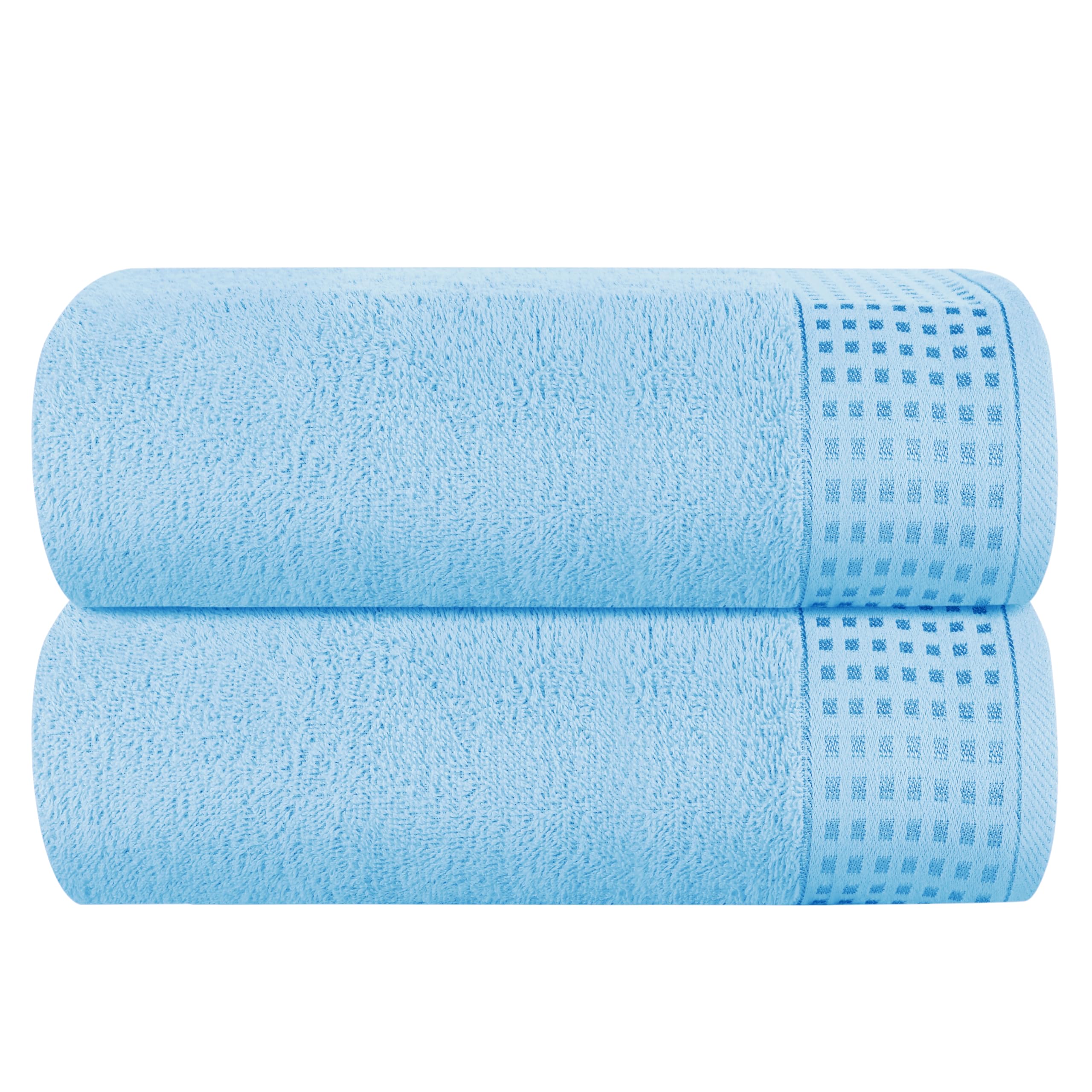 GLAMBURG Cotton 2 Pack Oversized Bath Sheet 35 x 70, Large Bath Sheet, Ultra Absorbent, Compact, Eco-Friendly and 100% Recyclable, Quick Drying and Lightweight Towel - Sky Blue