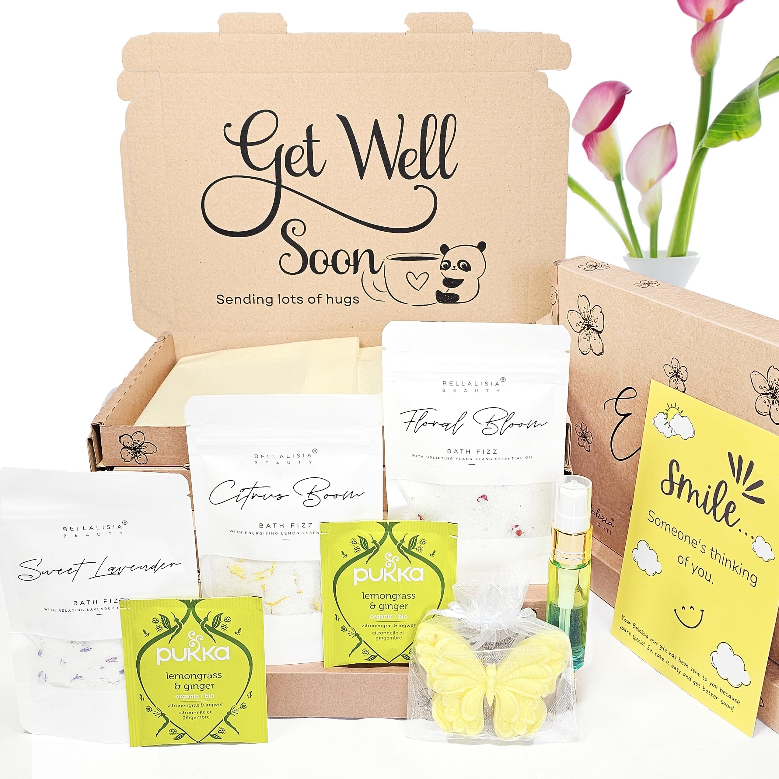 BELLALISIAGet Well Soon Gifts for Women, Bath Spa Gift Set: Perfect Pamper Hamper Hug in A Box Care Package for Her, Ideal Pick Me Up Relaxation Wellness Letterbox Thinking of You Present