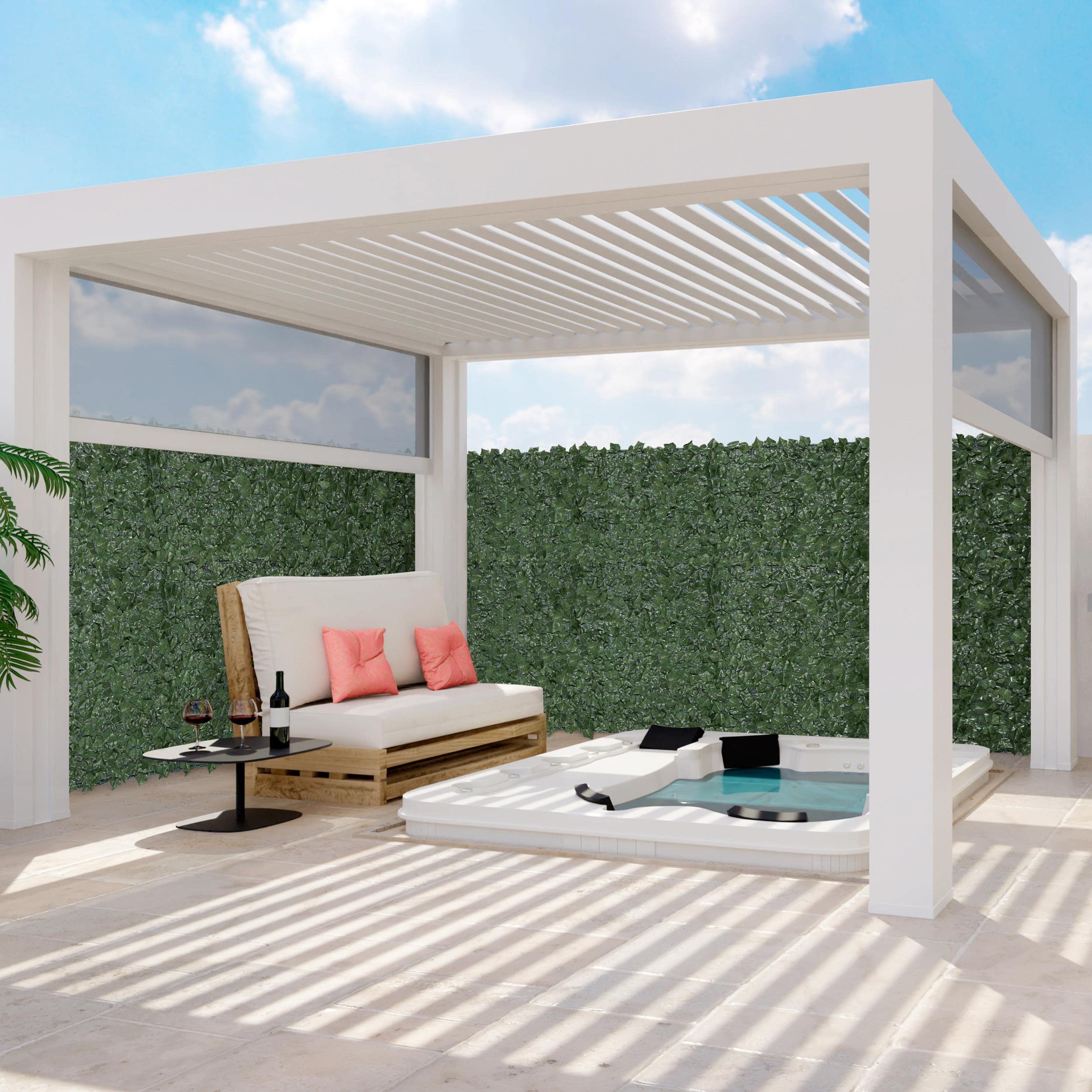 Yaheetech 2 Stück Künstliche Efeu Garten Sichtschutz, Künstliche Pflanzenwand mit Schattennetz, Efeu Sichtschutz, Künstliche Hecke für Balkon Gartenhecken Dekoration, 300× 100cm (LxB)