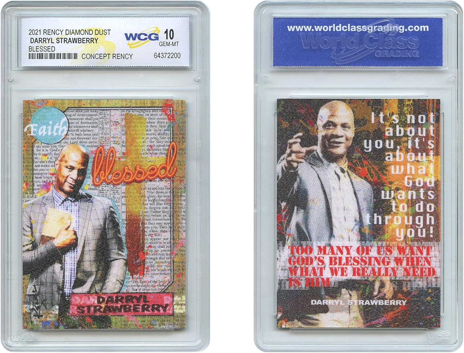 WCG 2021 Darryl Strawberry Blessed Diamond Dust Rency Concept Card - Graded Gem Mint 10