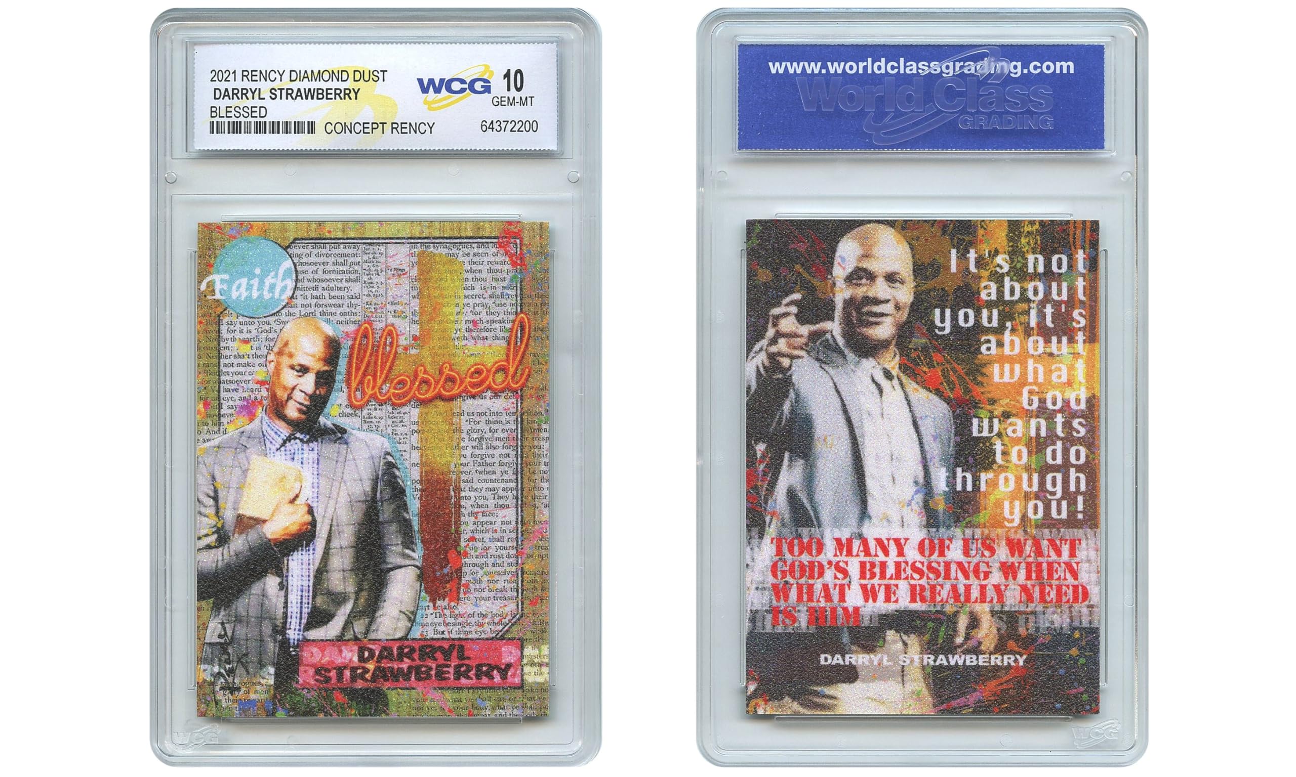 WCG 2021 Darryl Strawberry Blessed Diamond Dust Rency Concept Card - Graded Gem Mint 10