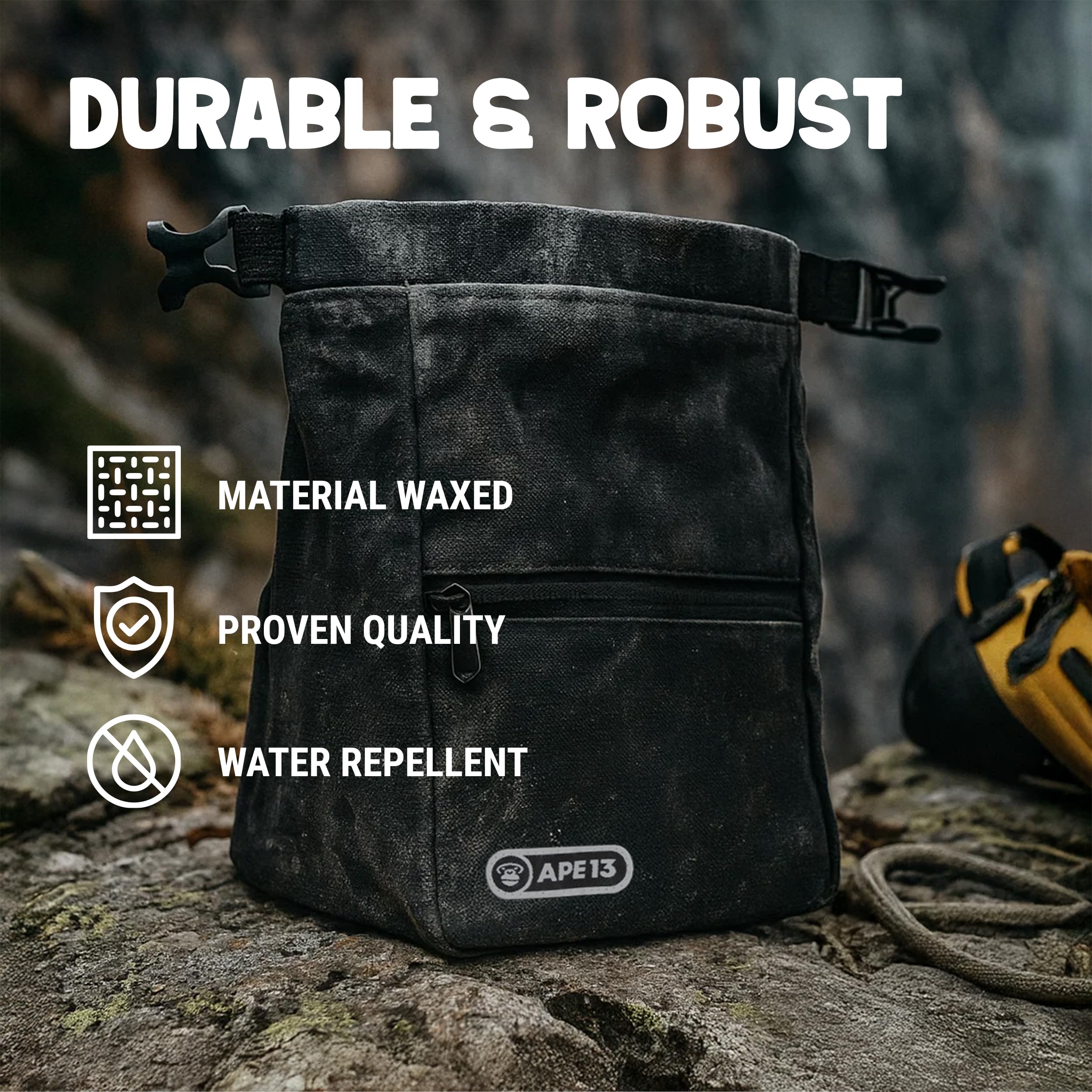 Bolsa de magnesio para bouldern 3 colores resistente tapa enrollable cierre magnético