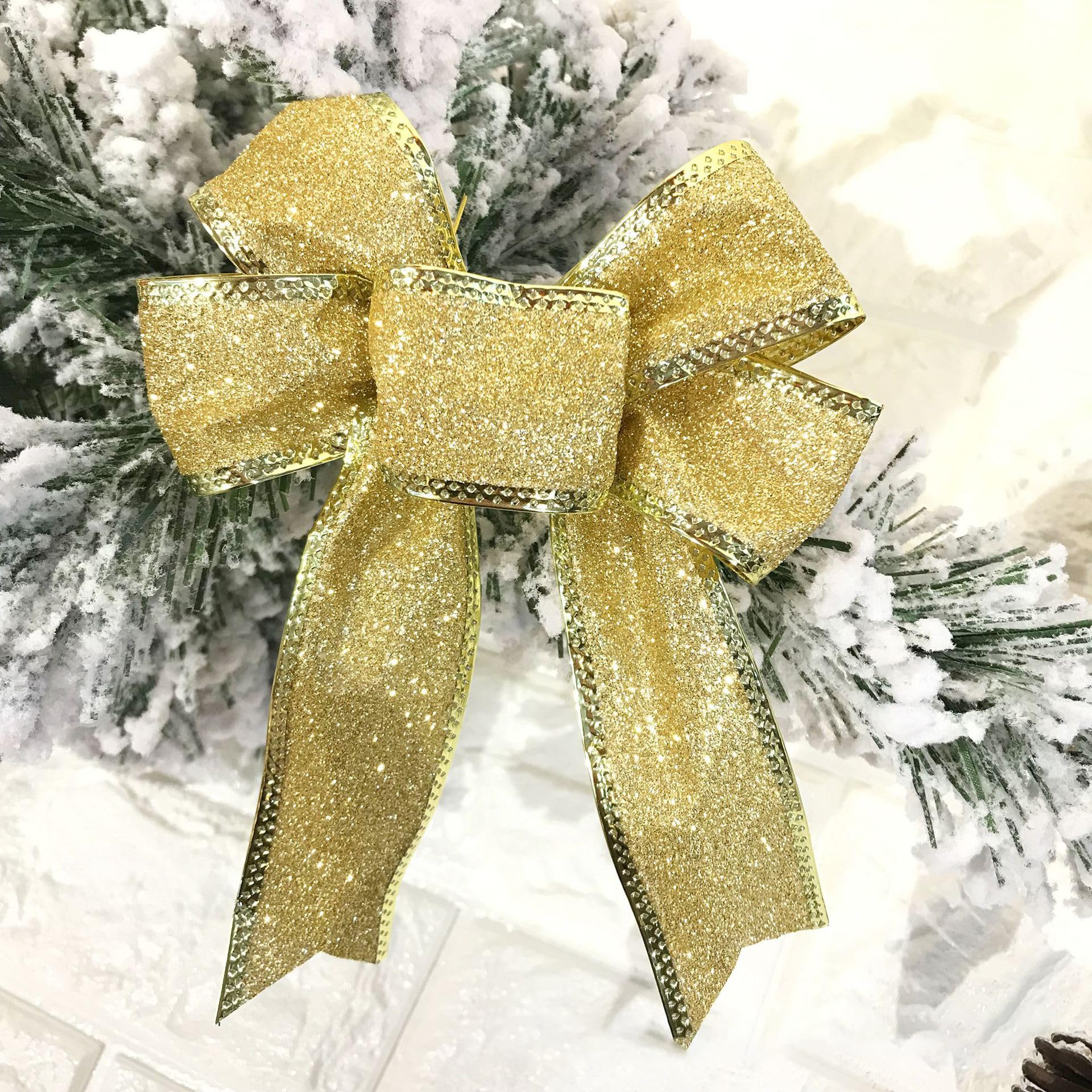 Gros Nœud De Noel Lot De 6 Nœuds De Noël à Paillettes - En Satin - Pour Décoration De Noeud Sapin Leroy Merlin