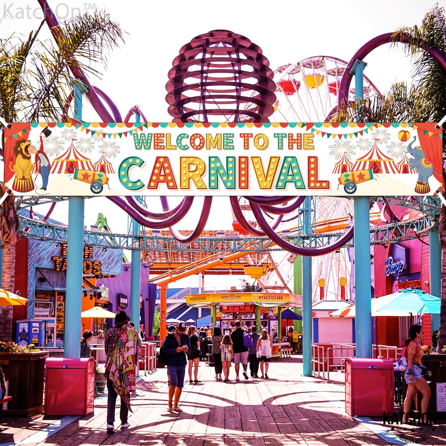 KatchOn, XtraLarge Welcome to the Carnival Banner - 120x20 Inch | Carnival Decorations for carnival Games for Party | Carnival Yard Banner, Circus Theme Party Decorations