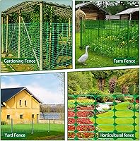 Vista 6 de Rollo de malla de plástico para valla de seguridad, 1 rollo con 25 estacas de acero, red reutilizable temporal para valla de piscina, jardín