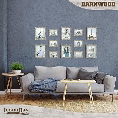Miniatura 6 de Icona Bay Marco de fotos de roble marrón de 11 x 14 pulgadas, estilo rústico campestre, marco de fotos de 11 x 14 pulgadas, para mesa o montaje en