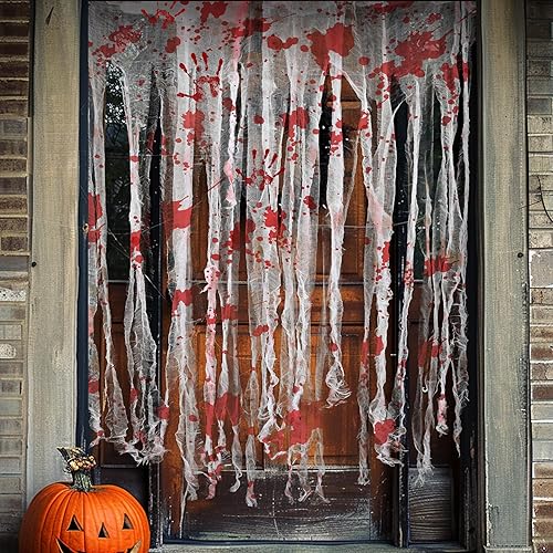 Vista 8 de Sfcddtlg 2 cortinas de puerta de Halloween – 85 x 59 pulgadas, cortina negra espeluznante para puerta, cortina espeluznante para fiesta de Negro