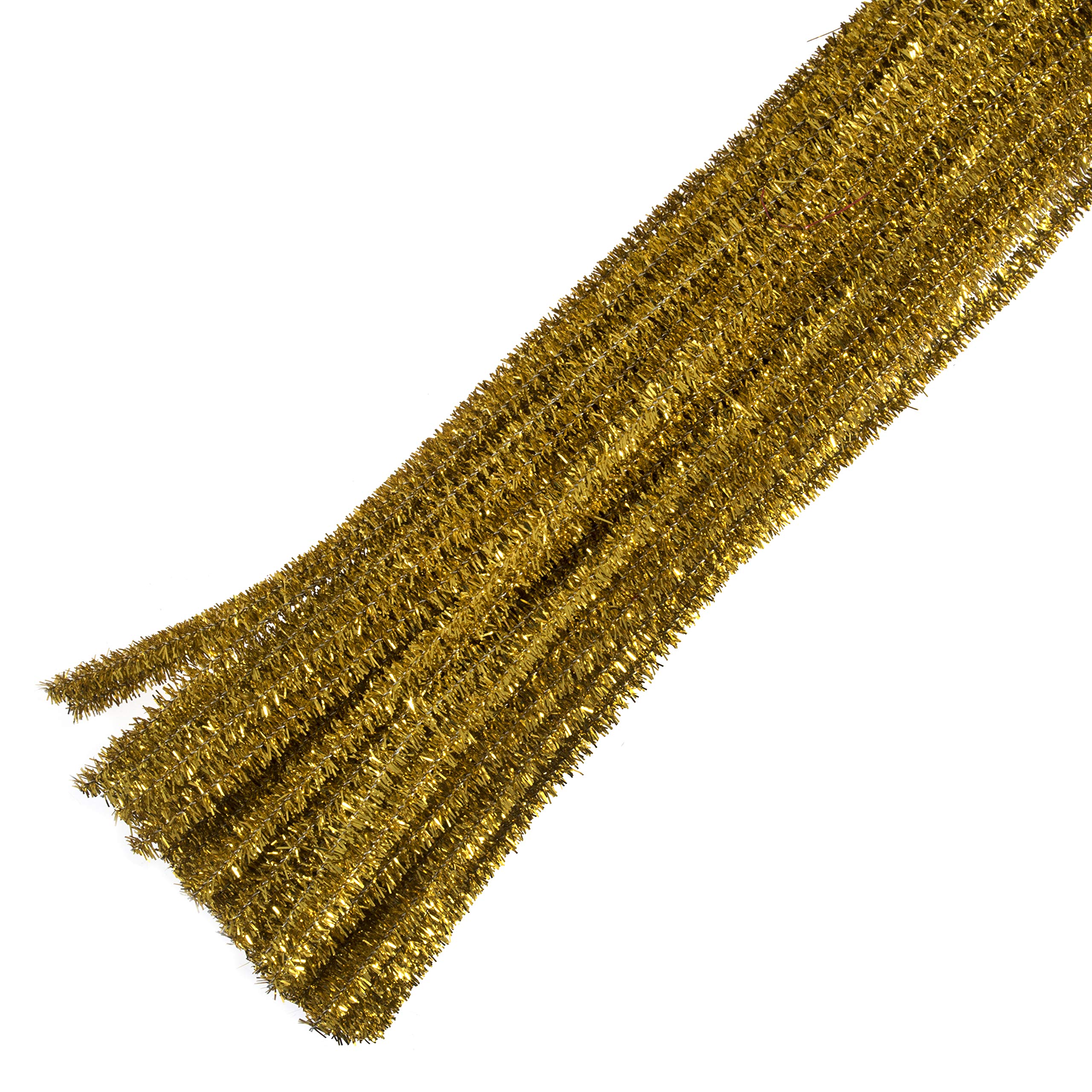 Trimits Craft Synthetic Chenille Stem Pipe Cleaners, Pack of 20, 30cm x 6mm, Glitter, Gold