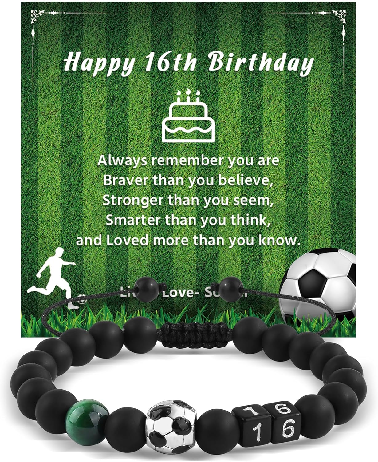 VGWON Soccer Bracelet for Beaded Digital Bracelet Birthday Gift for Son Grandson Players Team Fan Friends Number 16