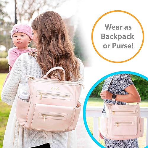 Miniatura 3 de Wilo Baby Wipes - Mochila para pañales, bolsa pequeña y elegante, recargable, dispensador de toallitas húmedas, kit de cambio portátil, rosado