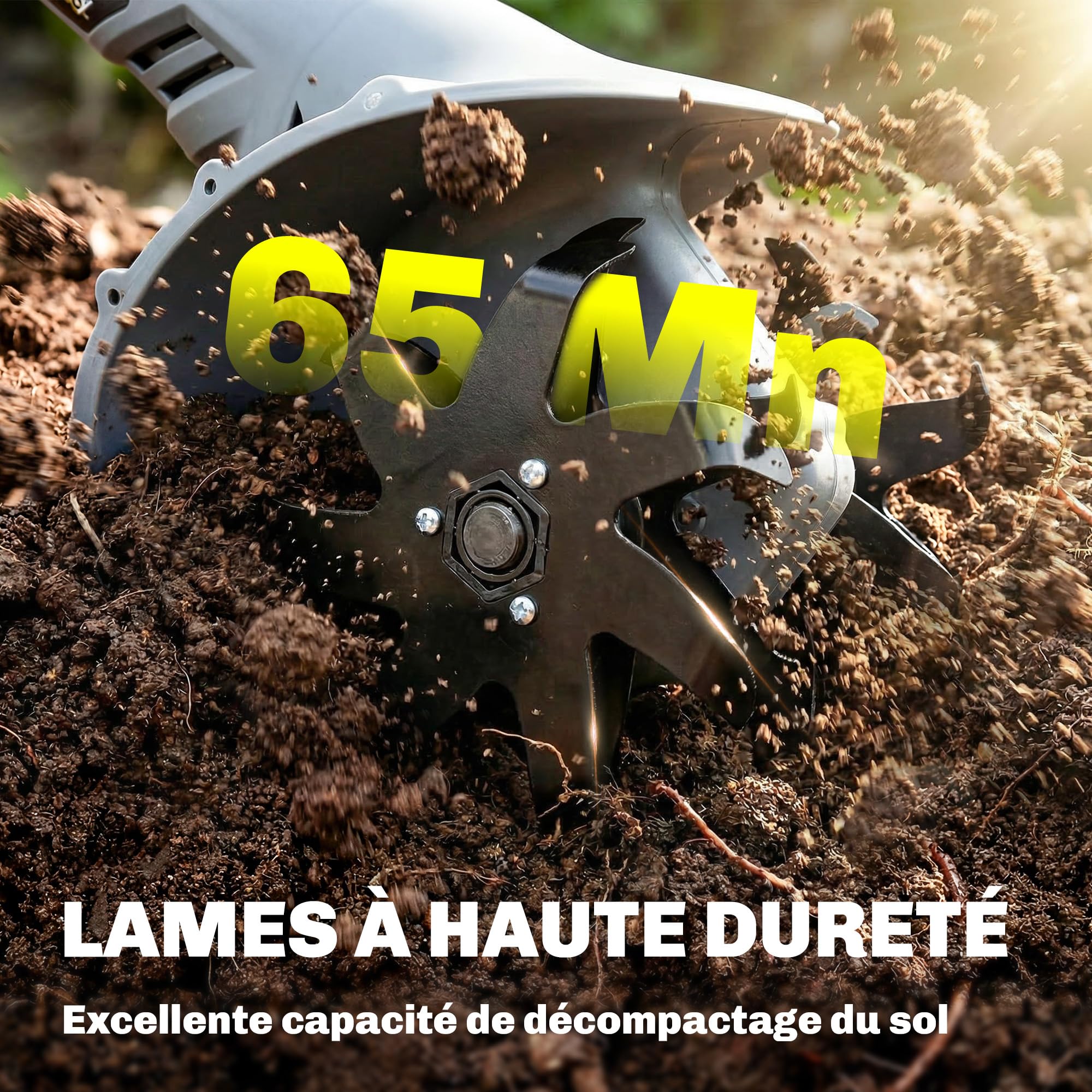 Outsunny Motobineuse sans Fil 18V - Motoculteur Électrique 355W avec 2 Batteries 4,0Ah - Léger et Anti-Mal de Dos, Largeur 20cm - Kit Complet pour Ameublir Le Sol, Potager et Seniors, Gris