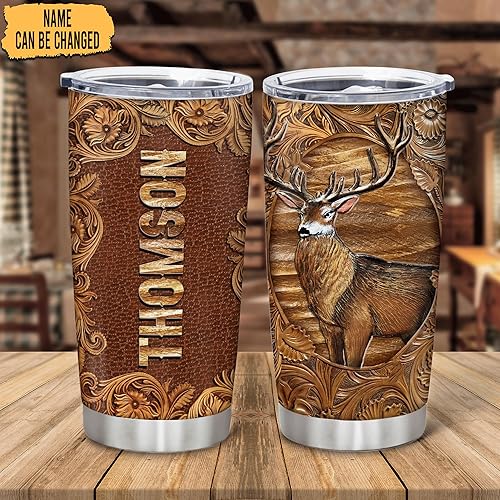 Vista 28 de Hyturtle Regalos personalizados de caza para hombres, vaso de caza de ciervos, taza de café de viaje de 20 onzas, acero inoxidable, regalo del día