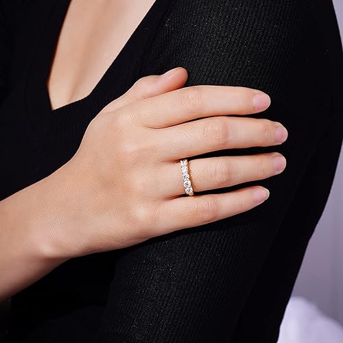 Miniatura 4 de Tienda Collection Anillo de plata de ley chapado en platino o oro de 5 piedras de corte redondo hecho con circonita infinita de elementos