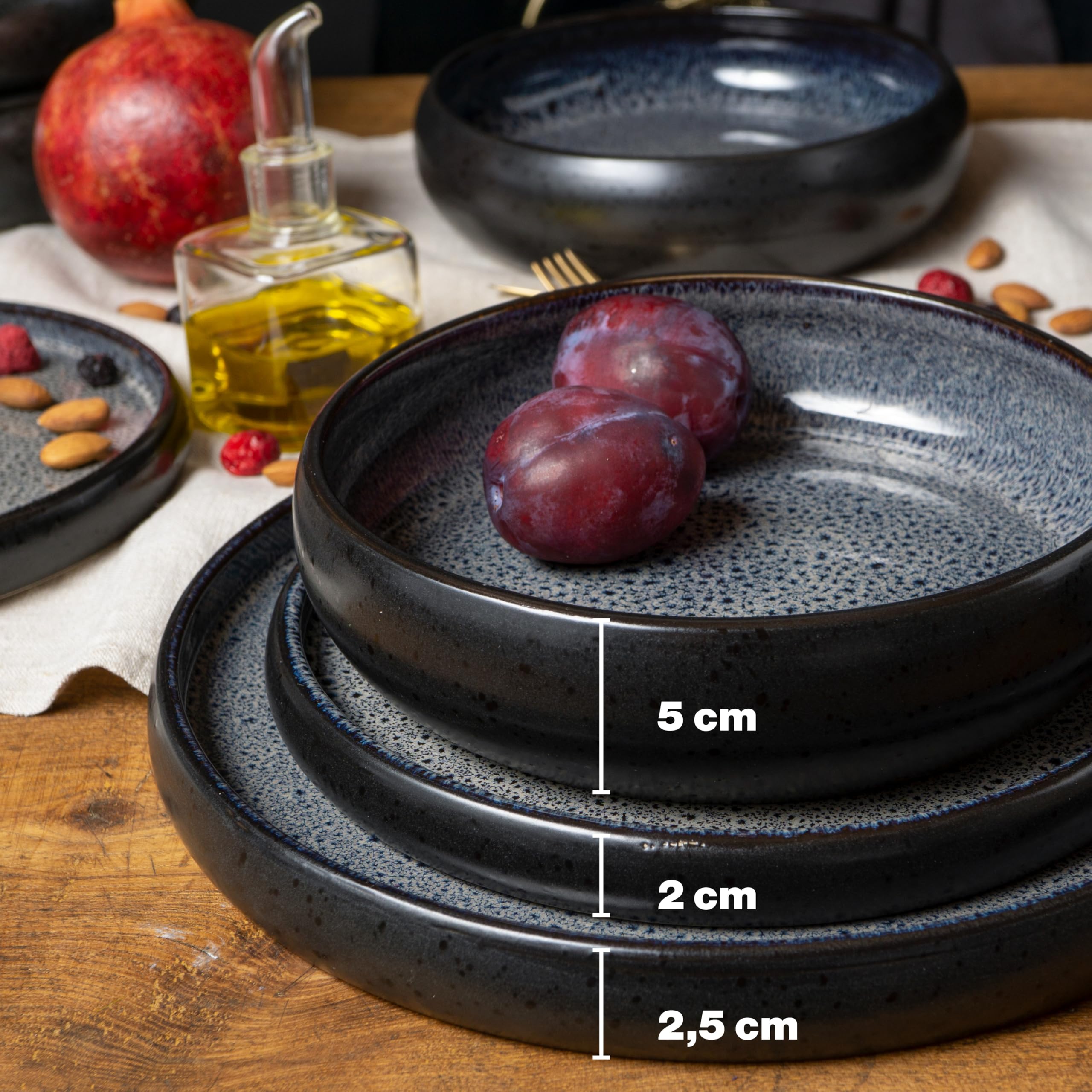 Moritz & Moritz Set di stoviglie in gres per 4 persone, 12 pezzi, set di ciotole e piatti in robusto gres porcellanato, servizio da tavola per 4 persone, serie Solid