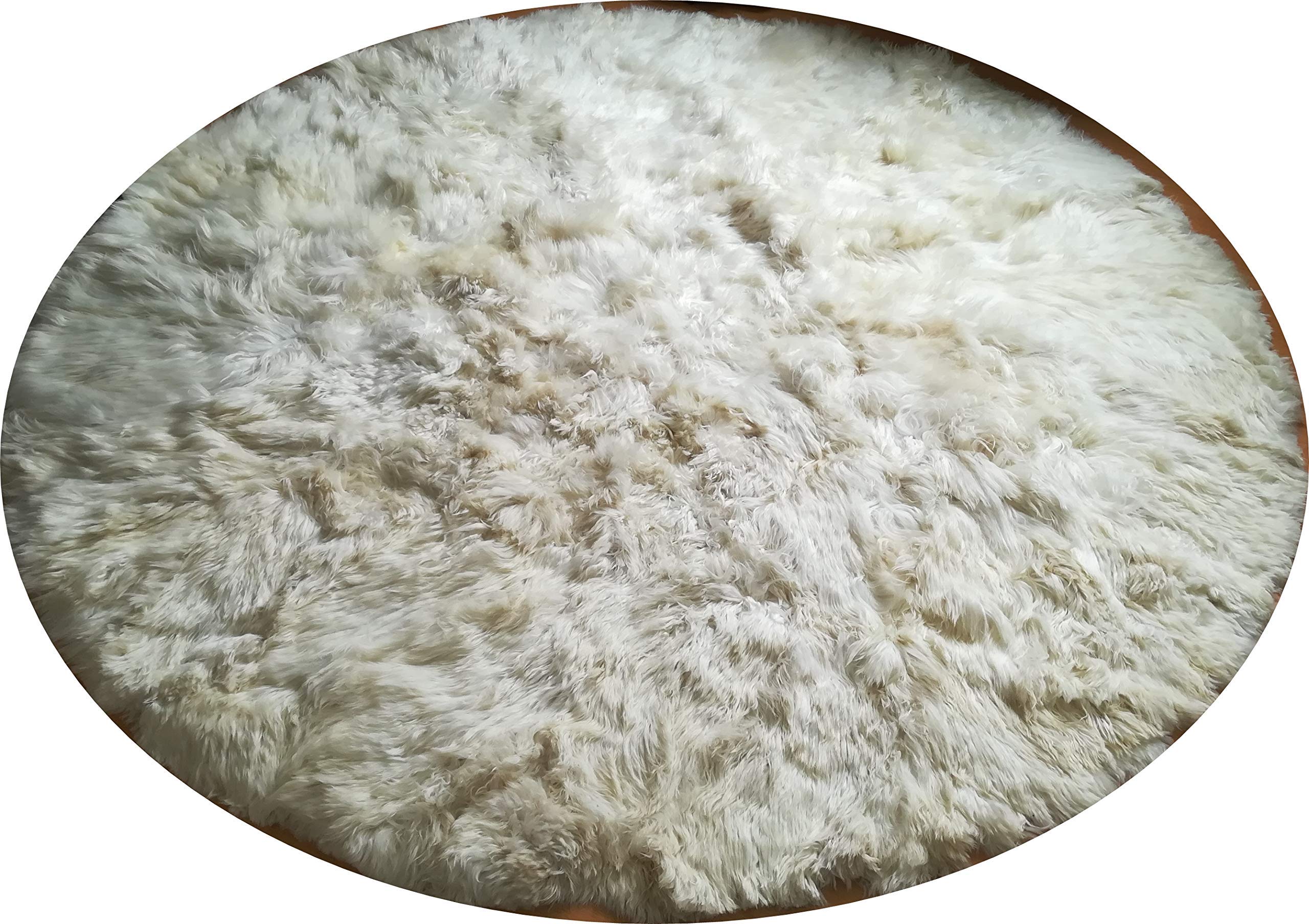 Tapis rond en alpaga naturel 120 cm pour salon cocooning